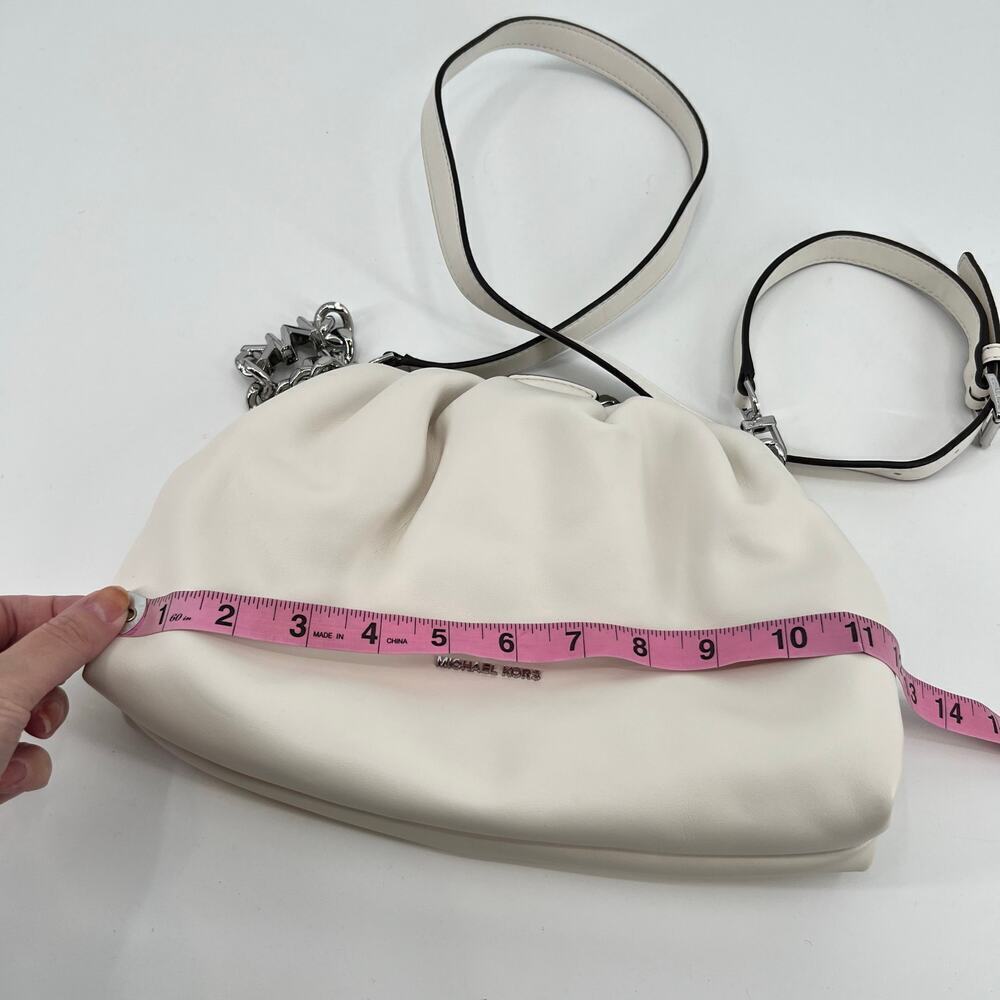 Michael Kors Nola Small Crossbody Bag white silver hardware clasp travel - Picture 9 of 9